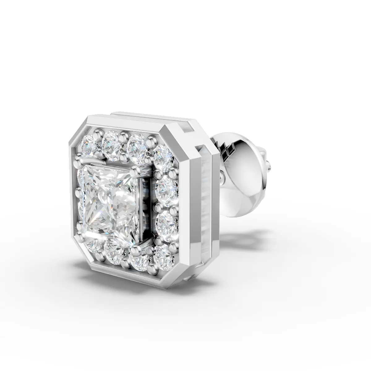 Princess Hexagon Diamond Stud